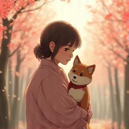 Sakura M. with her Shiba Inu